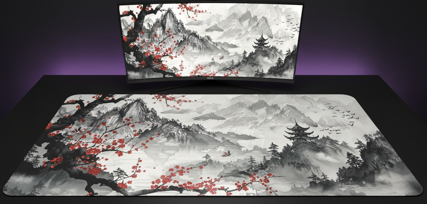 Cherry Blossom on White Deskmat (XXL)