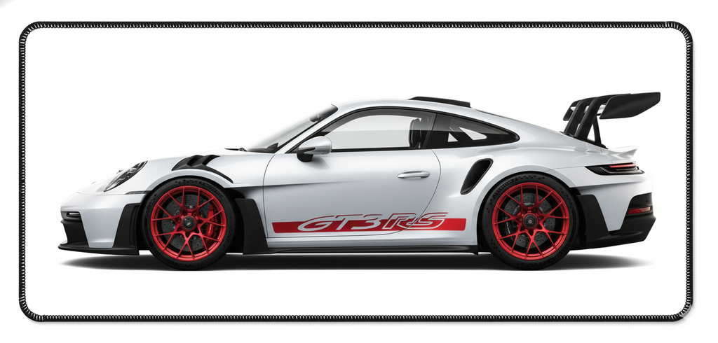 Cherry on White 911 GT3 RS Deskmat (XXL)