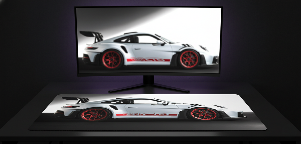 Cherry on White 911 GT3 RS Deskmat (XXL)