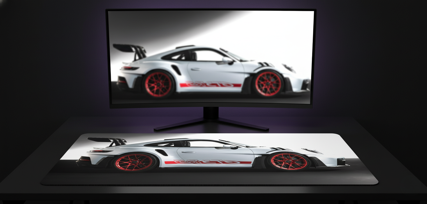Cherry on White 911 GT3 RS Deskmat (XXL)